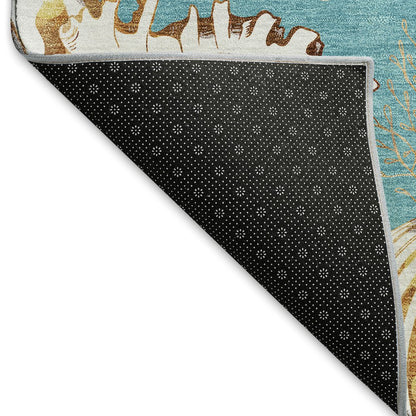 Premium Machine Washable Mayfield  Aqua 9' x 12' Rug