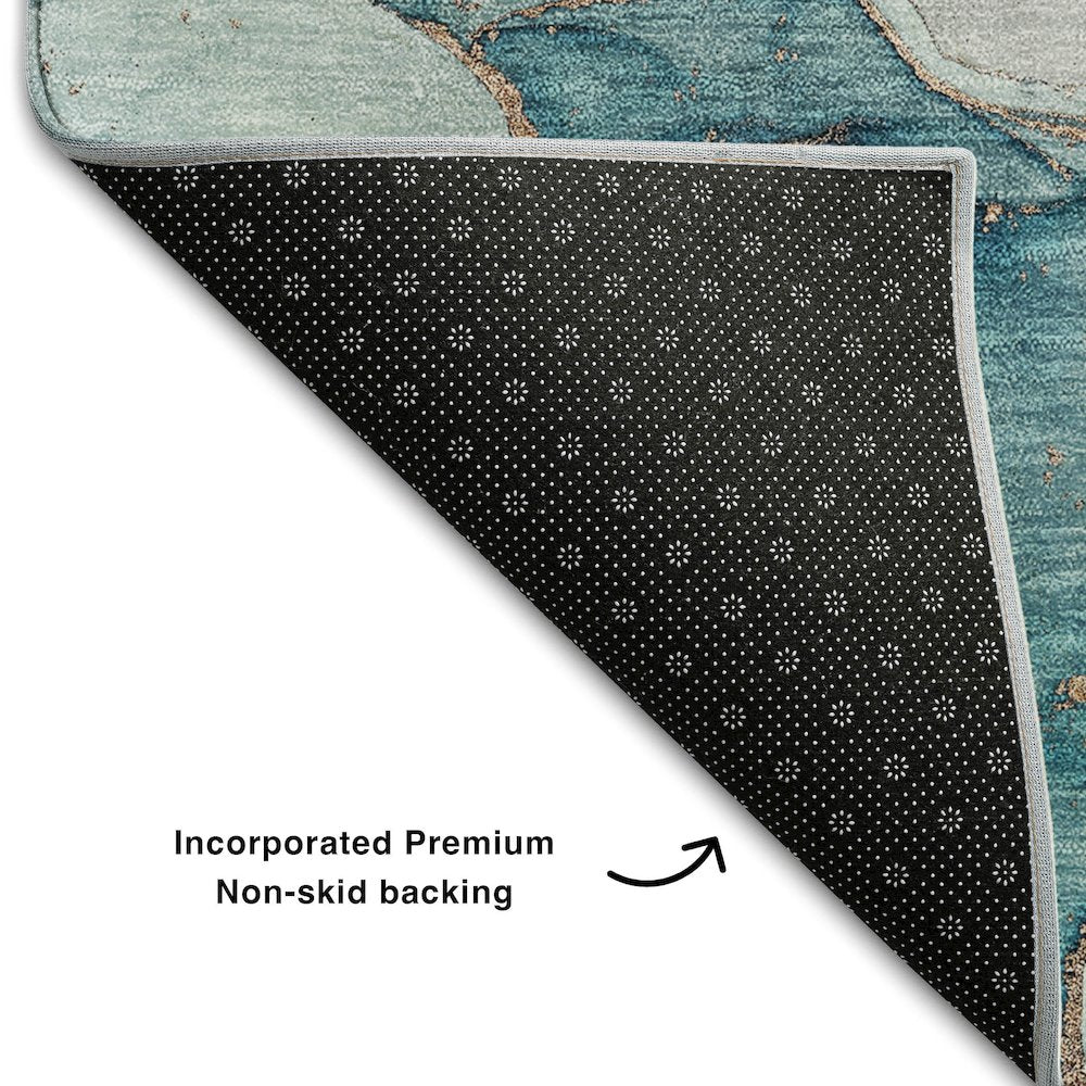 Premium Machine Washable Mayfield  Blue 9' x 12' Rug