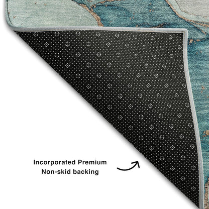Premium Machine Washable Mayfield  Blue 9' x 12' Rug
