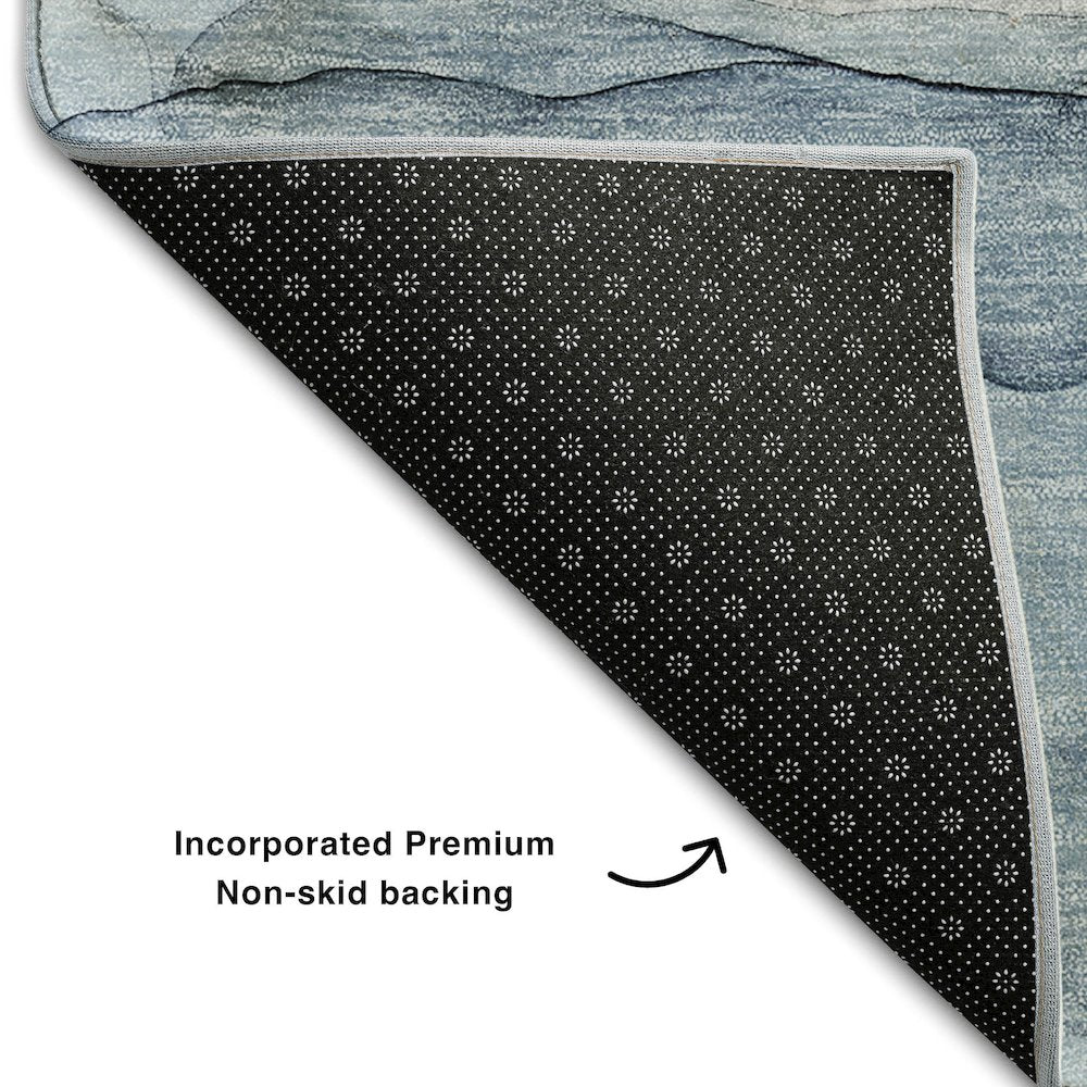 Premium Machine Washable Mayfield  Blue 9' x 12' Rug