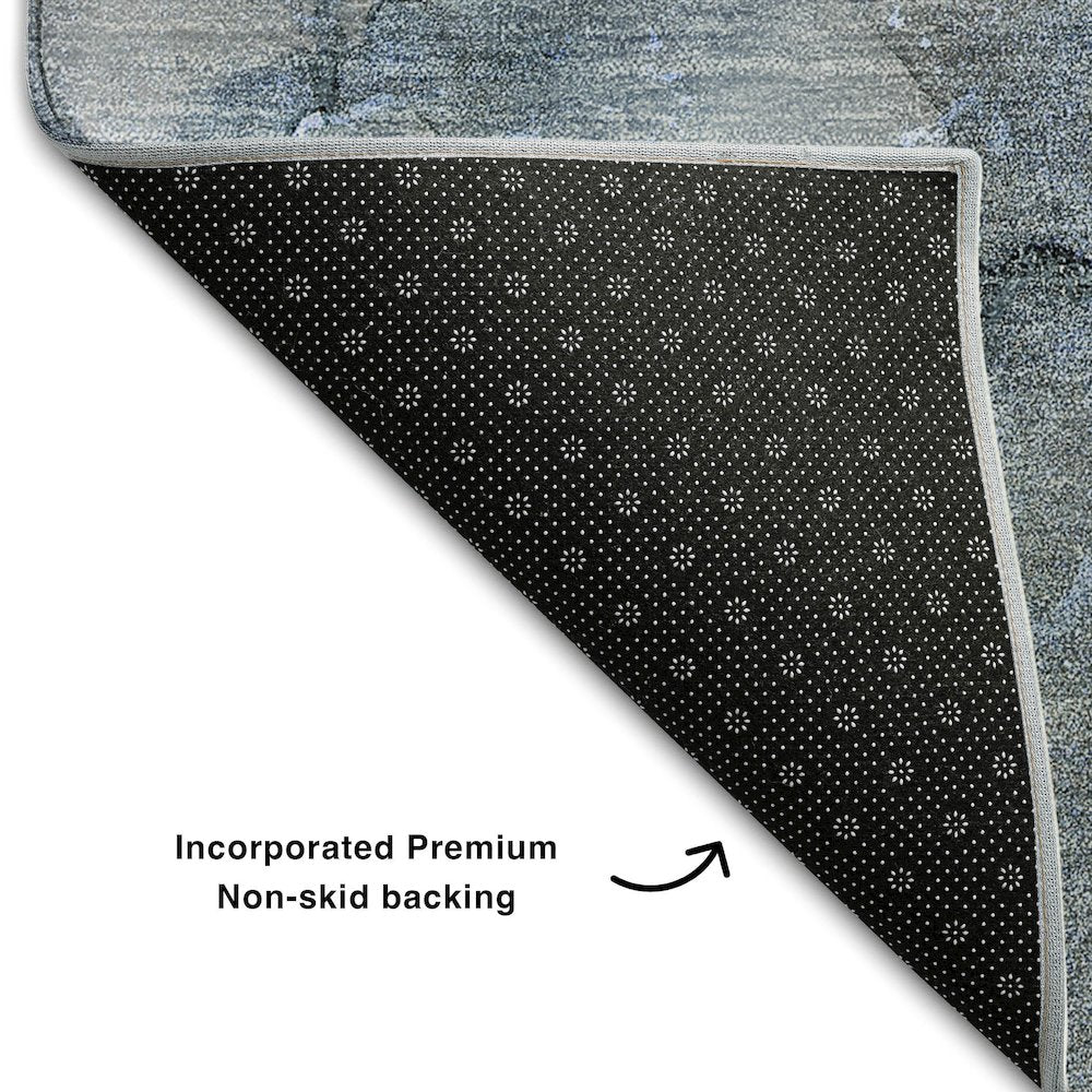 Premium Machine Washable Mayfield  Blue 9' x 12' Rug