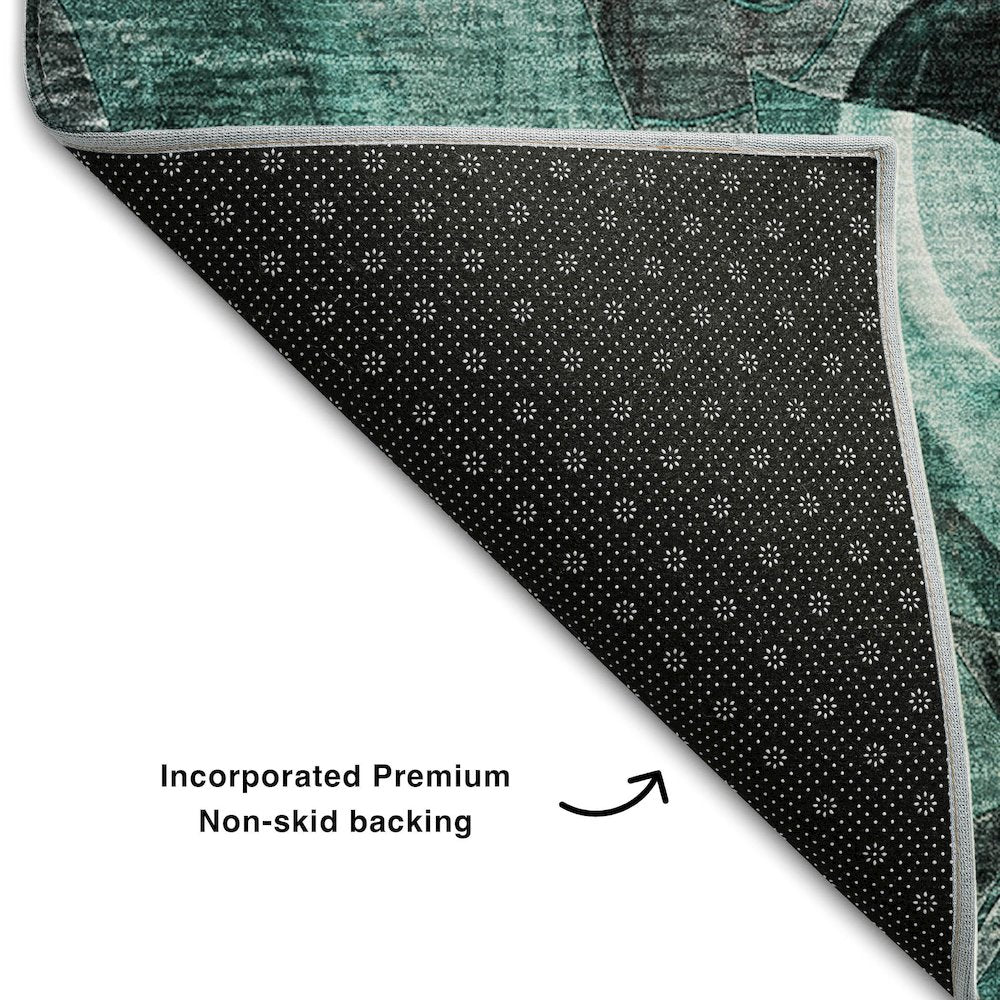 Premium Machine Washable Mayfield  Teal 9' x 12' Rug