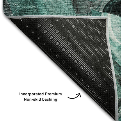 Premium Machine Washable Mayfield  Teal 9' x 12' Rug