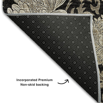 Premium Machine Washable Mayfield AMF677 Black 9' x 12' Rug