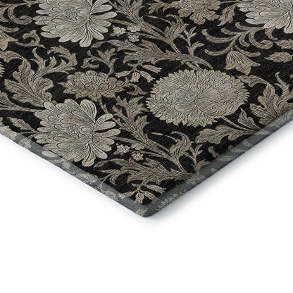 Premium Machine Washable Mayfield AMF677 Black 9' x 12' Rug