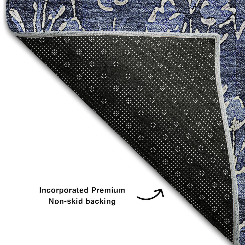 Premium Machine Washable Mayfield AMF692 Navy 9' x 12' Rug