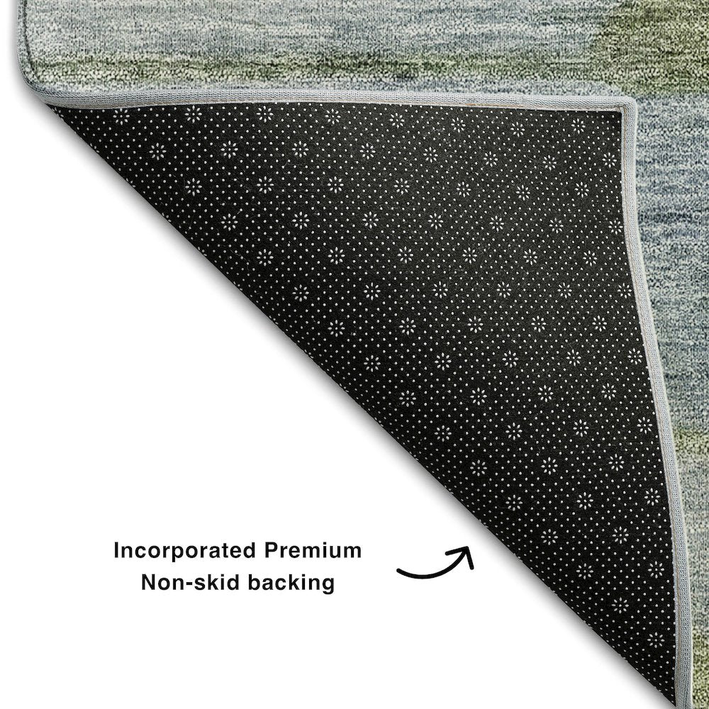 Premium Machine Washable Mayfield AMF712 Blue 9' x 12' Rug