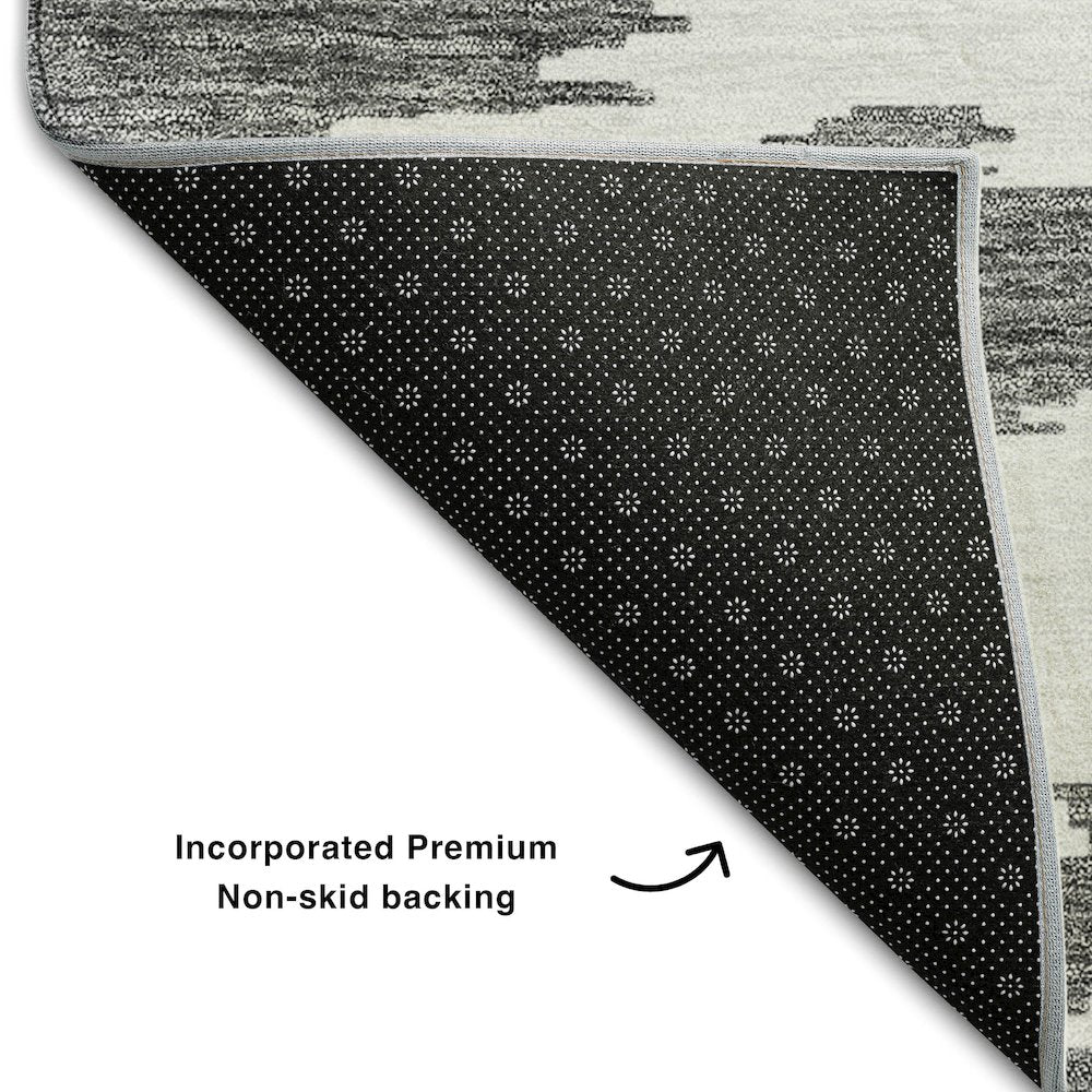 Premium Machine Washable Mayfield AMF746 Black 9' x 12' Rug