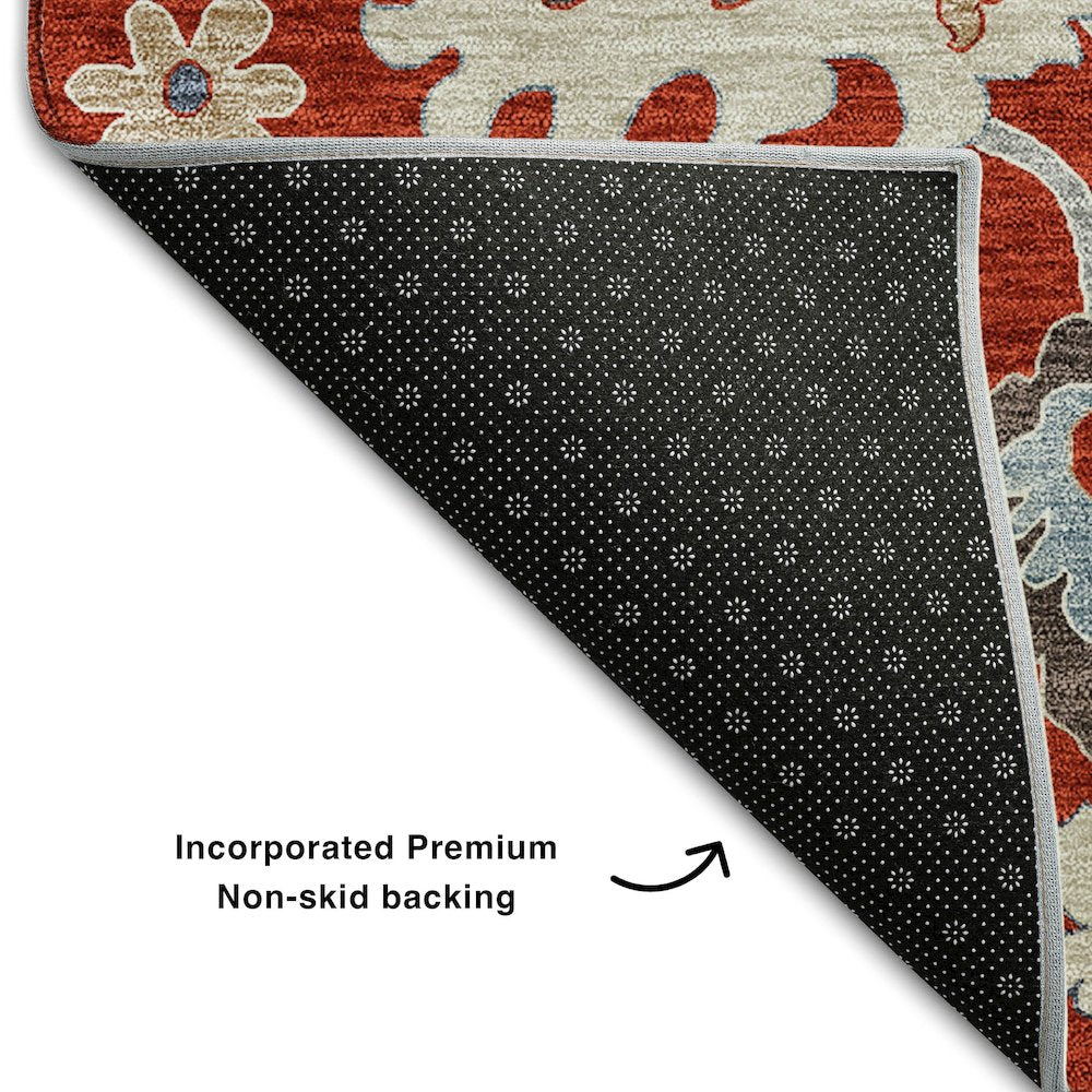 Premium Machine Washable Mayfield AMF753 Red 9' x 12' Rug