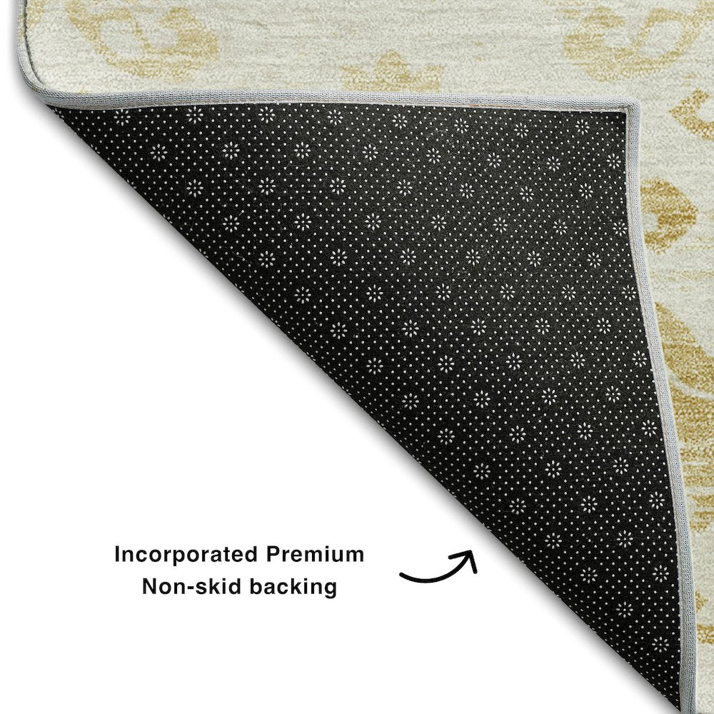 Premium Machine Washable Mayfield AMF759 Gold 9' x 12' Rug