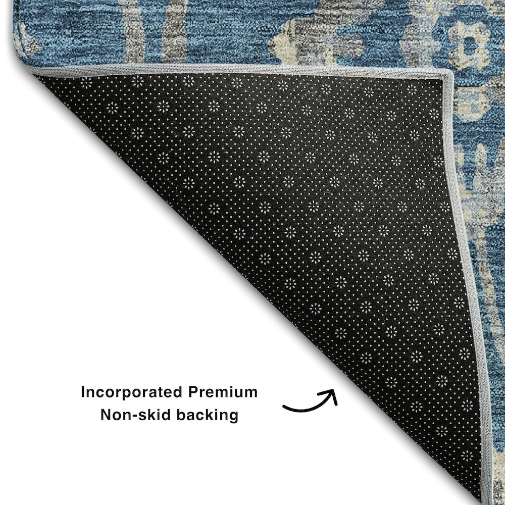 Premium Machine Washable Mayfield AMF868 Blue 9' x 12' Rug