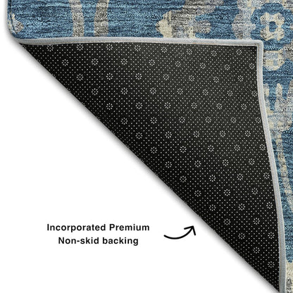 Premium Machine Washable Mayfield AMF868 Blue 9' x 12' Rug