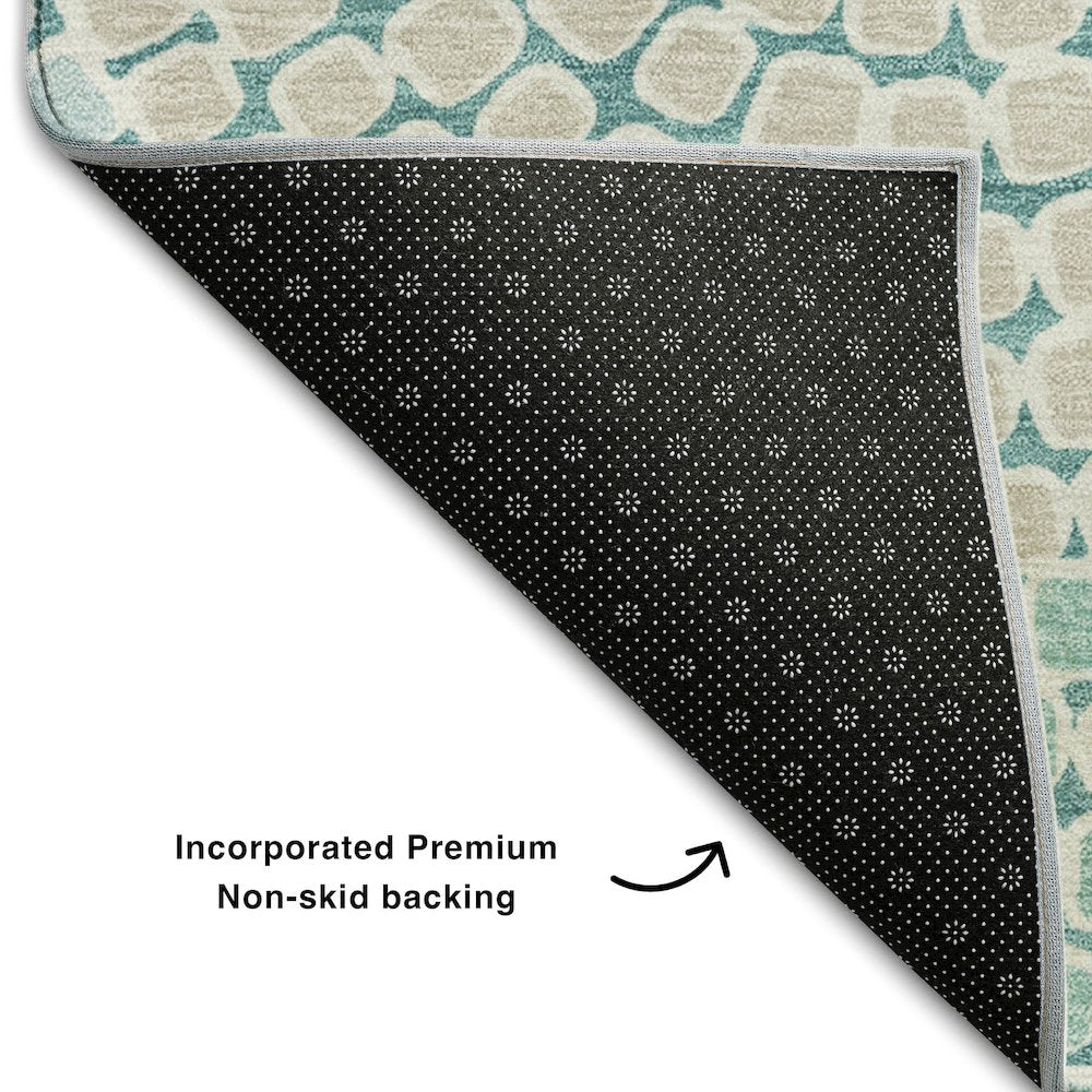 Premium Machine Washable Mayfield AMF882 Teal 9' x 12' Rug