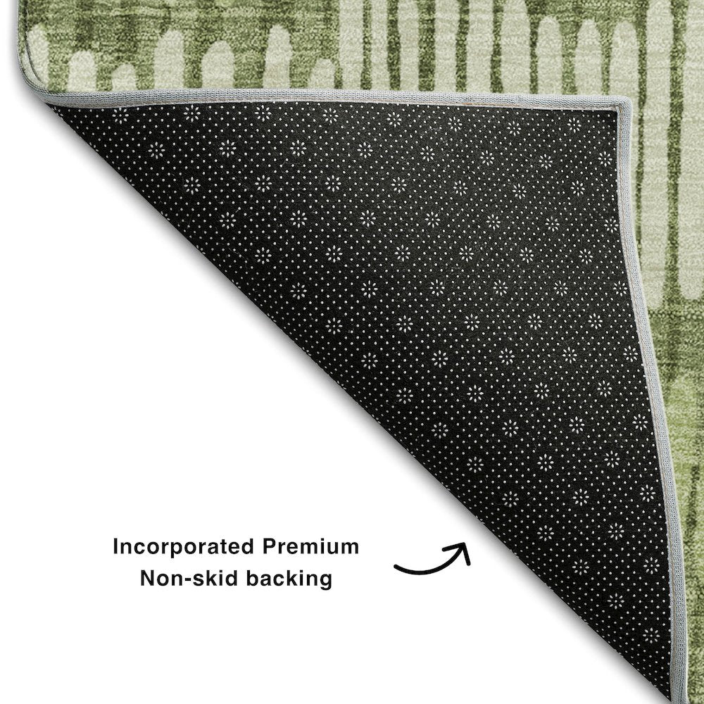 Premium Machine Washable Mayfield AMF889 Olive 9' x 12' Rug