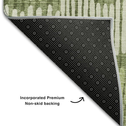 Premium Machine Washable Mayfield AMF889 Olive 9' x 12' Rug