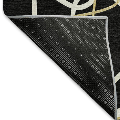 Premium Machine Washable Mayfield AMF950 Black 9' x 12' Rug