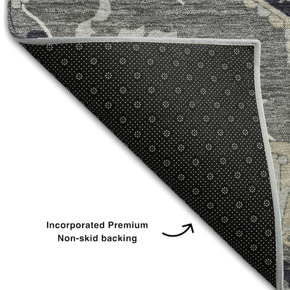 Premium Machine Washable Mayfield AMF985 Black 9' x 12' Rug