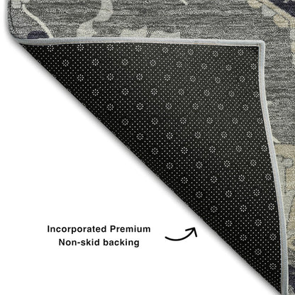 Premium Machine Washable Mayfield AMF985 Black 9' x 12' Rug