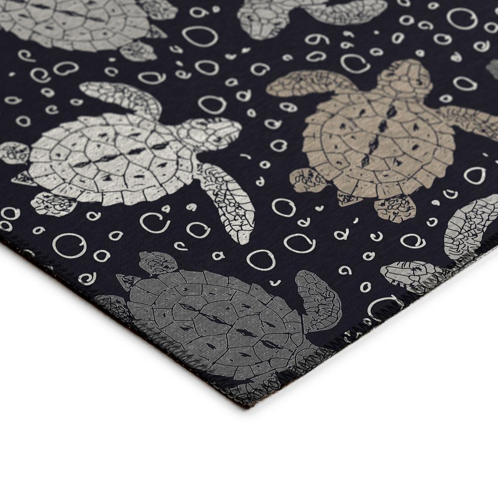 Indoor/Outdoor Seabreeze SZ13 Black Washable 9' x 12' Rug