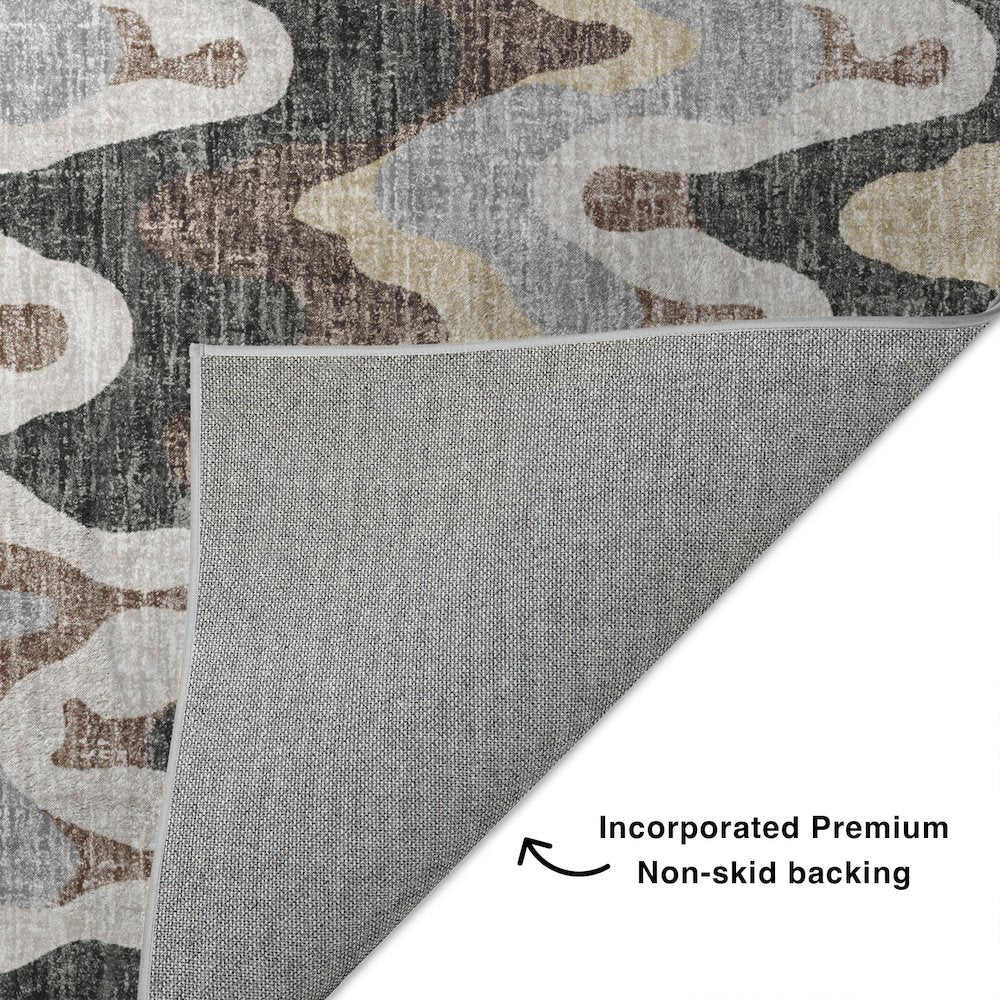 Luxury Washable Lorenzo Charcoal 9' x 12' Rug