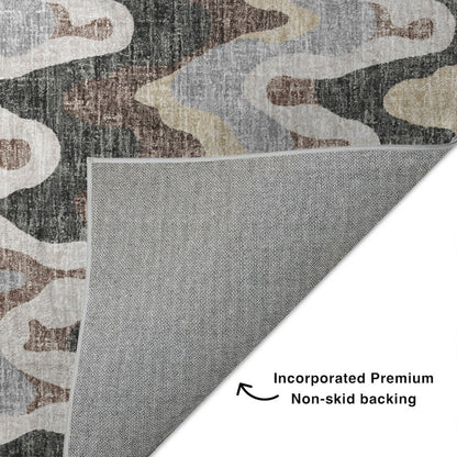 Luxury Washable Lorenzo Charcoal 9' x 12' Rug