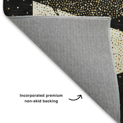 Luxury Washable Indoor/Outdoor Merry & Bright Black 9' x 12' Rug