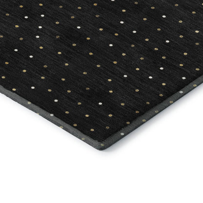 Luxury Washable Indoor/Outdoor Merry & Bright Black 9' x 12' Rug