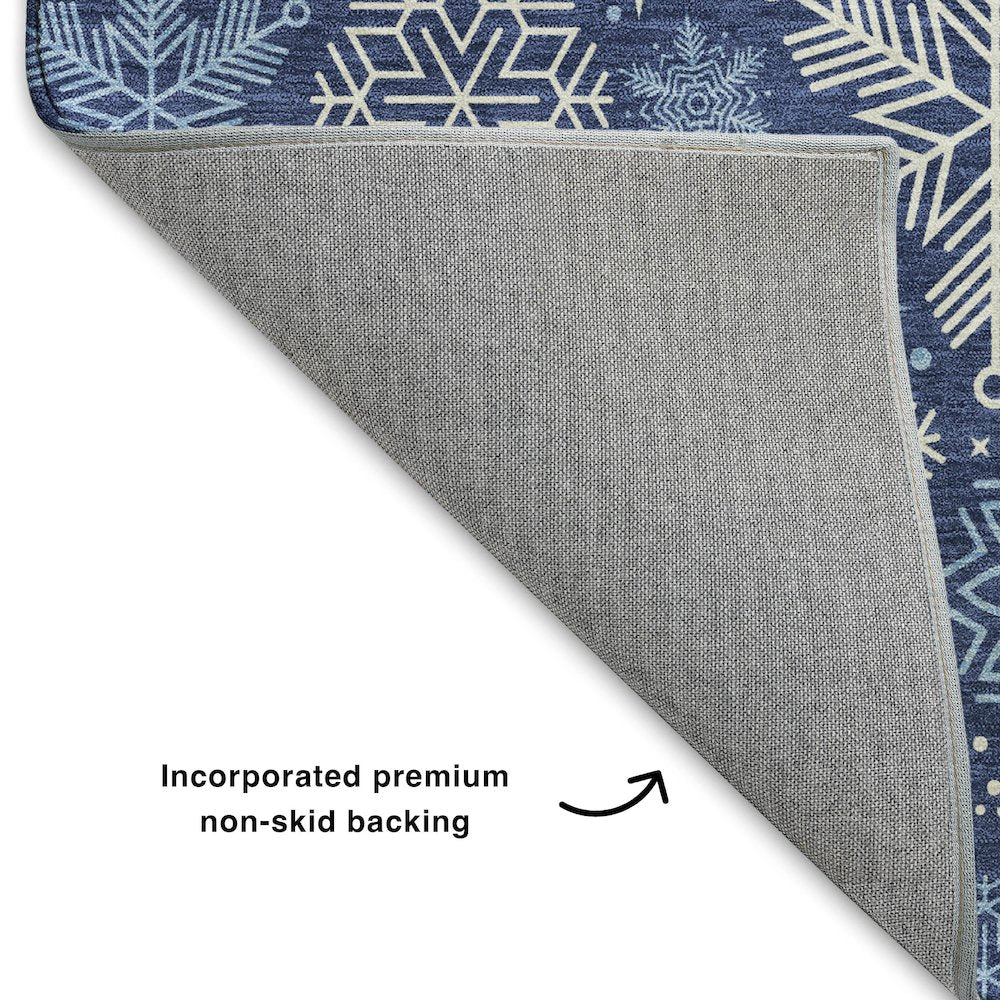 Luxury Washable Indoor/Outdoor Merry & Bright Navy 9' x 12' Rug