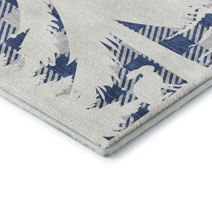 Luxury Washable Indoor/Outdoor Merry & Bright Blue 9' x 12' Rug