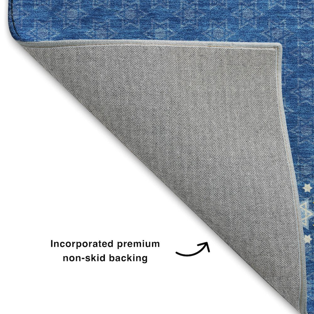 Luxury Washable Indoor/Outdoor Merry & Bright Blue 9' x 12' Rug
