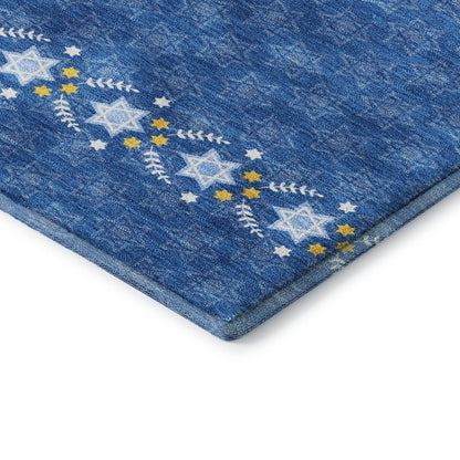 Luxury Washable Indoor/Outdoor Merry & Bright Blue 9' x 12' Rug