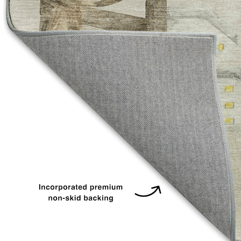 Luxury Washable Indoor/Outdoor Merry & Bright Beige 9' x 12' Rug