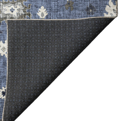 Luxury Washable Indoor/Outdoor Portico Blue 9' x 12' Rug