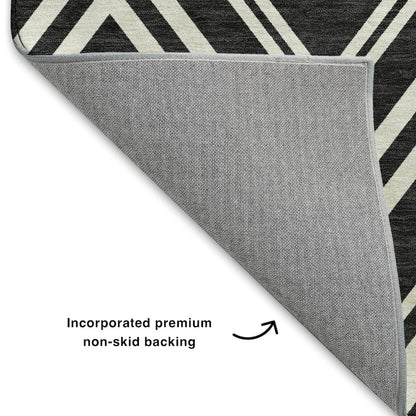 Luxury Washable Indoor/Outdoor The Reserve Black 9' x 12' Rug