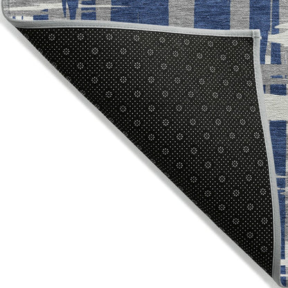 Machine Washable Indoor/Outdoor Chantille Navy 10' x 14' Rug