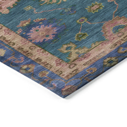 Machine Washable Indoor/Outdoor Chantille ACN2046 Teal 10' x 14' Rug