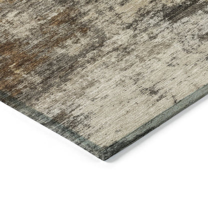 Machine Washable Indoor/Outdoor Chantille ACN2064 Brown 10' x 14' Rug