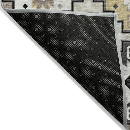 Machine Washable Indoor/Outdoor Chantille ACN2123 Black 10' x 14' Rug
