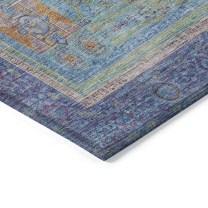 Machine Washable Indoor/Outdoor Chantille ACN2159 Teal 10' x 14' Rug
