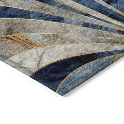 Machine Washable Indoor/Outdoor Chantille ACN2177 Navy 10' x 14' Rug