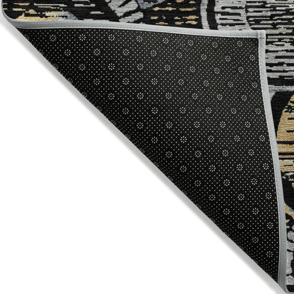 Machine Washable Indoor/Outdoor Chantille ACN2206 Black 10' x 14' Rug