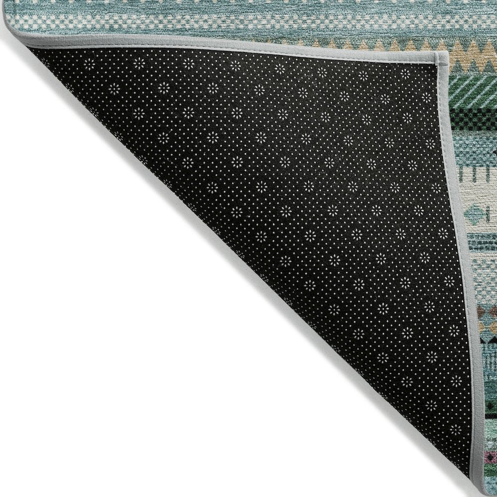 Machine Washable Indoor/Outdoor Chantille ACN2218 Teal 10' x 14' Rug