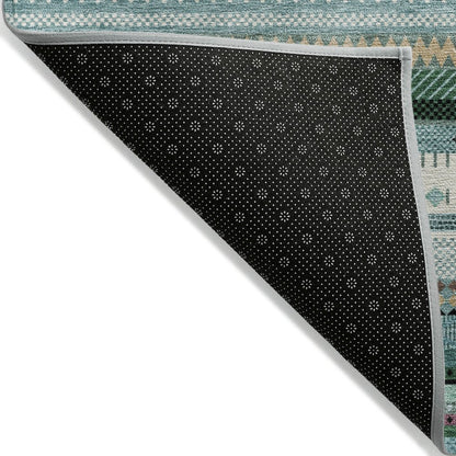 Machine Washable Indoor/Outdoor Chantille ACN2218 Teal 10' x 14' Rug