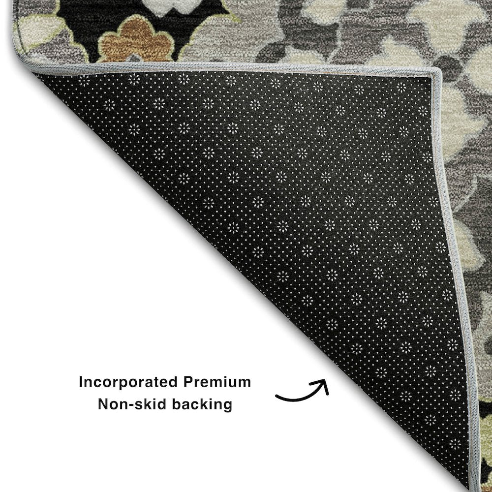 Premium Machine Washable Mayfield AMF1002 Black 10' x 14' Rug