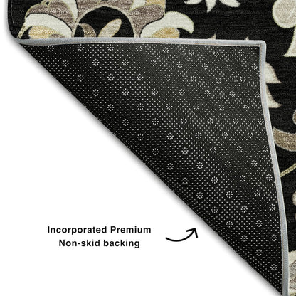 Premium Machine Washable Mayfield AMF1006 Black 10' x 14' Rug