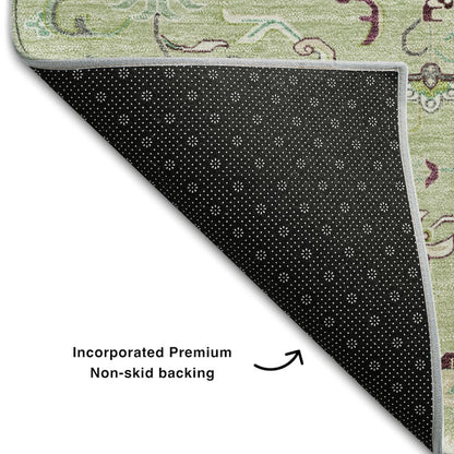 Premium Machine Washable Mayfield AMF1036 Green 10' x 14' Rug