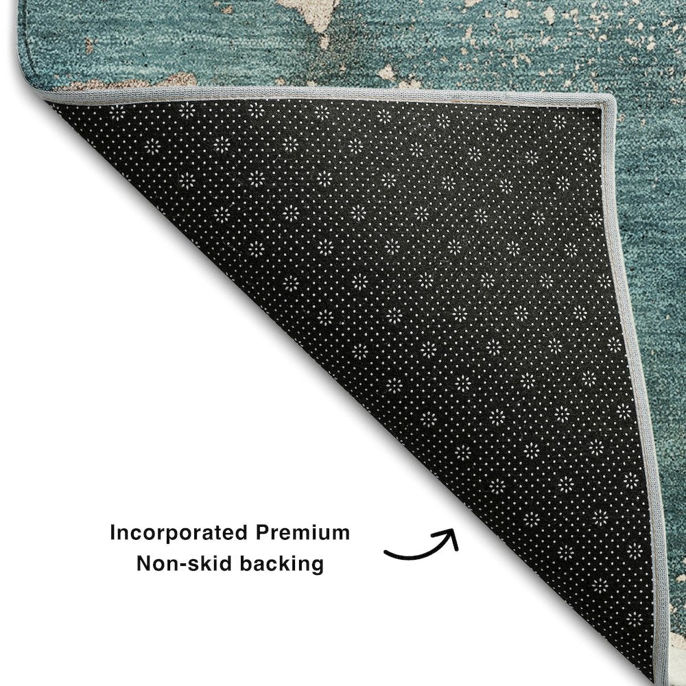 Premium Machine Washable Mayfield  Teal 10' x 14' Rug