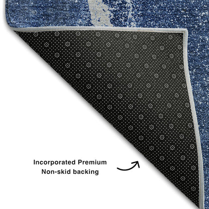 Premium Machine Washable Mayfield  Navy 10' x 14' Rug