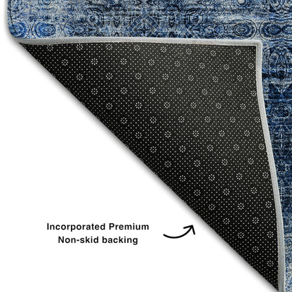 Premium Machine Washable Mayfield  Navy 10' x 14' Rug