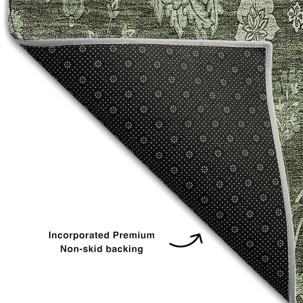 Premium Machine Washable Mayfield AMF680 Olive 10' x 14' Rug